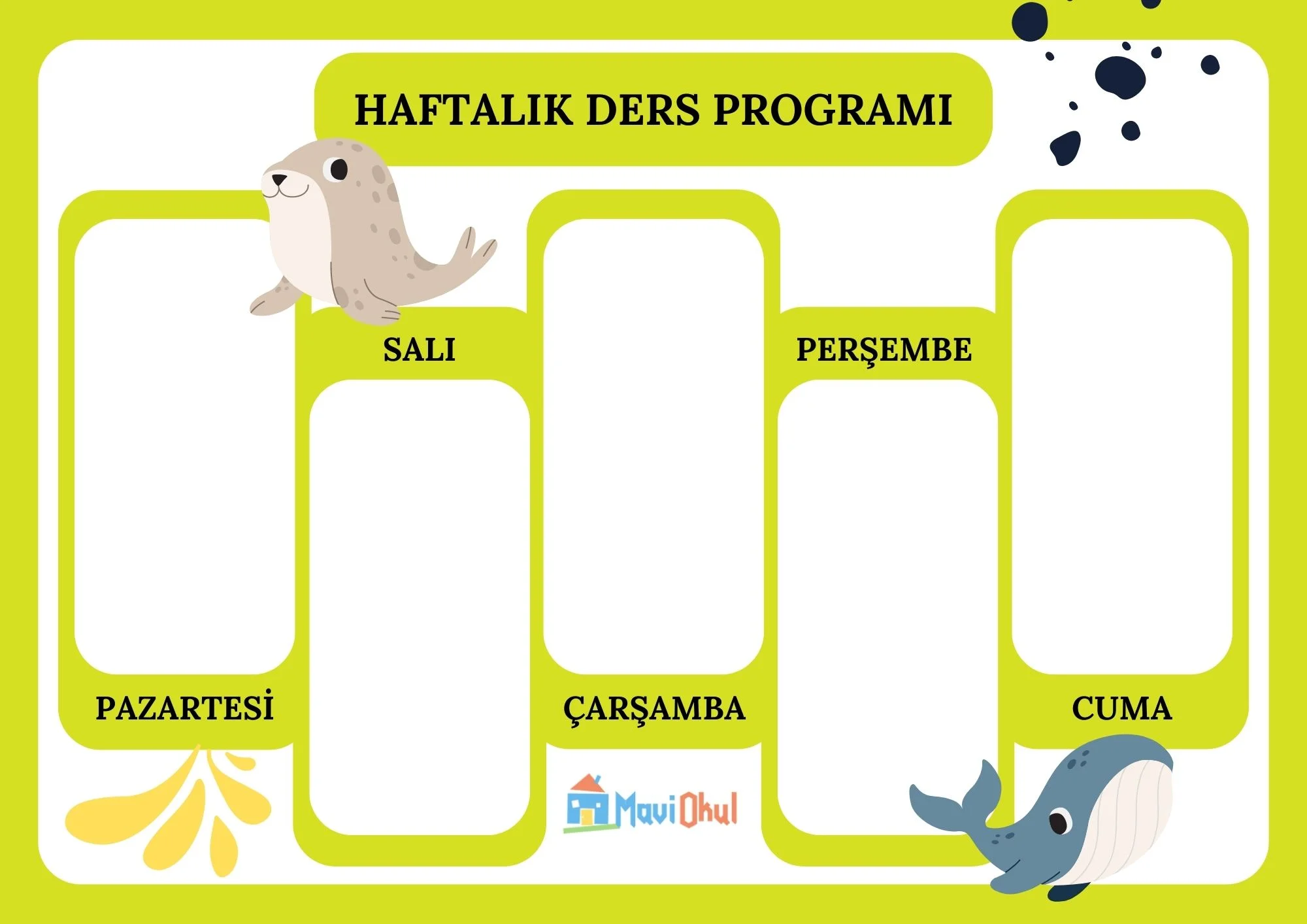 Haftalık Ders Programları Şablonları