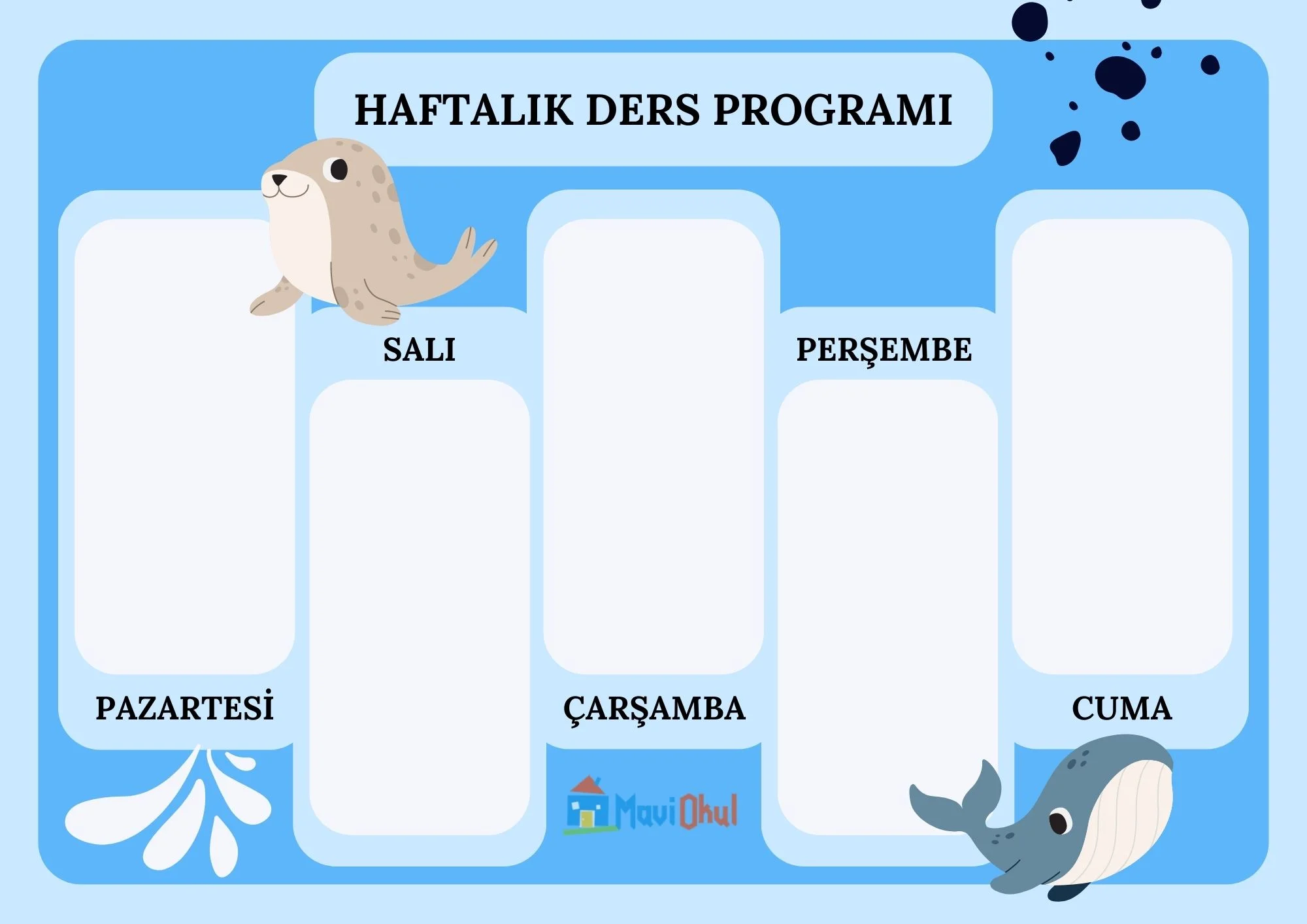 Haftalık Ders Programları Şablonları