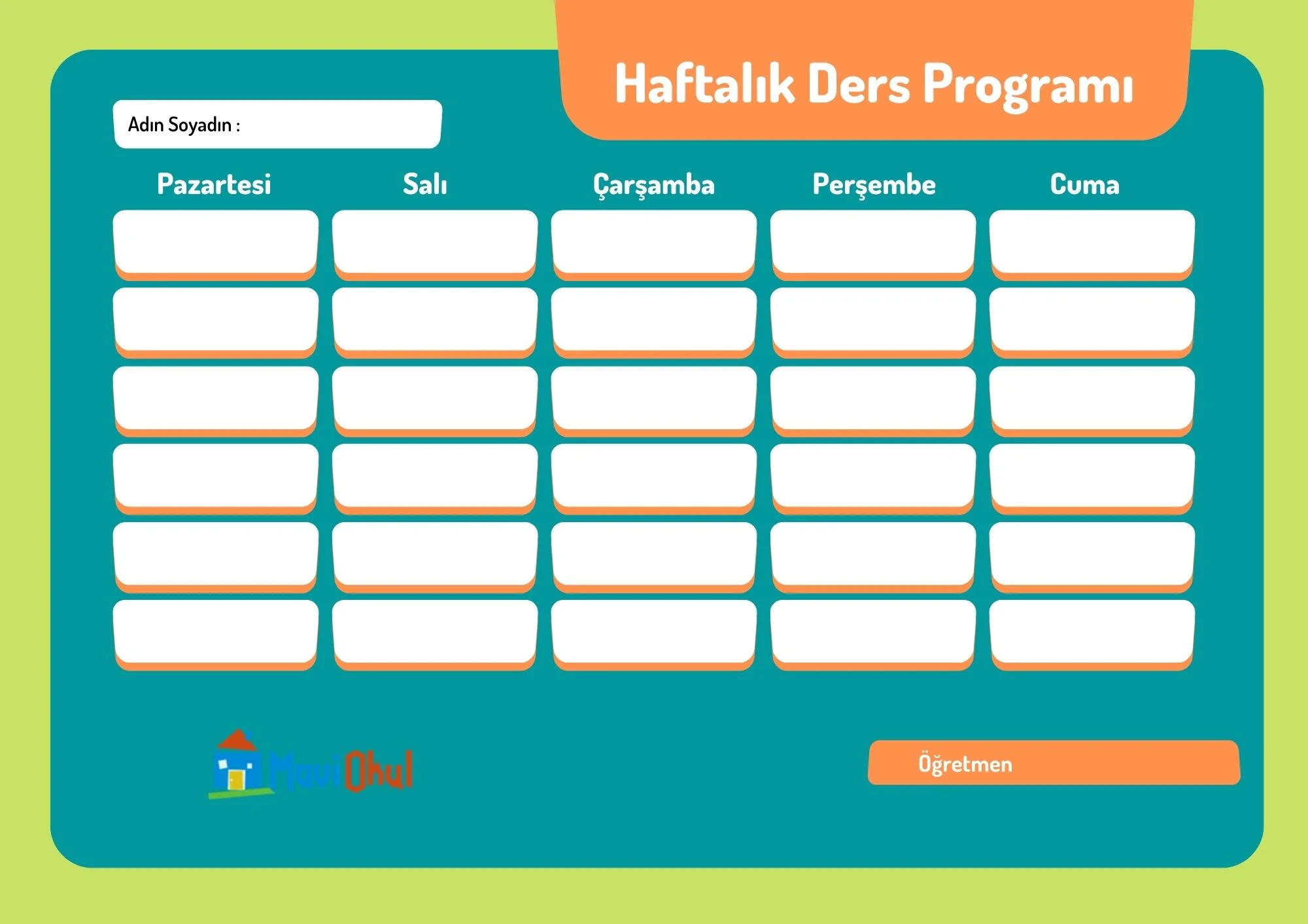 Haftalık Ders Programları Şablonları