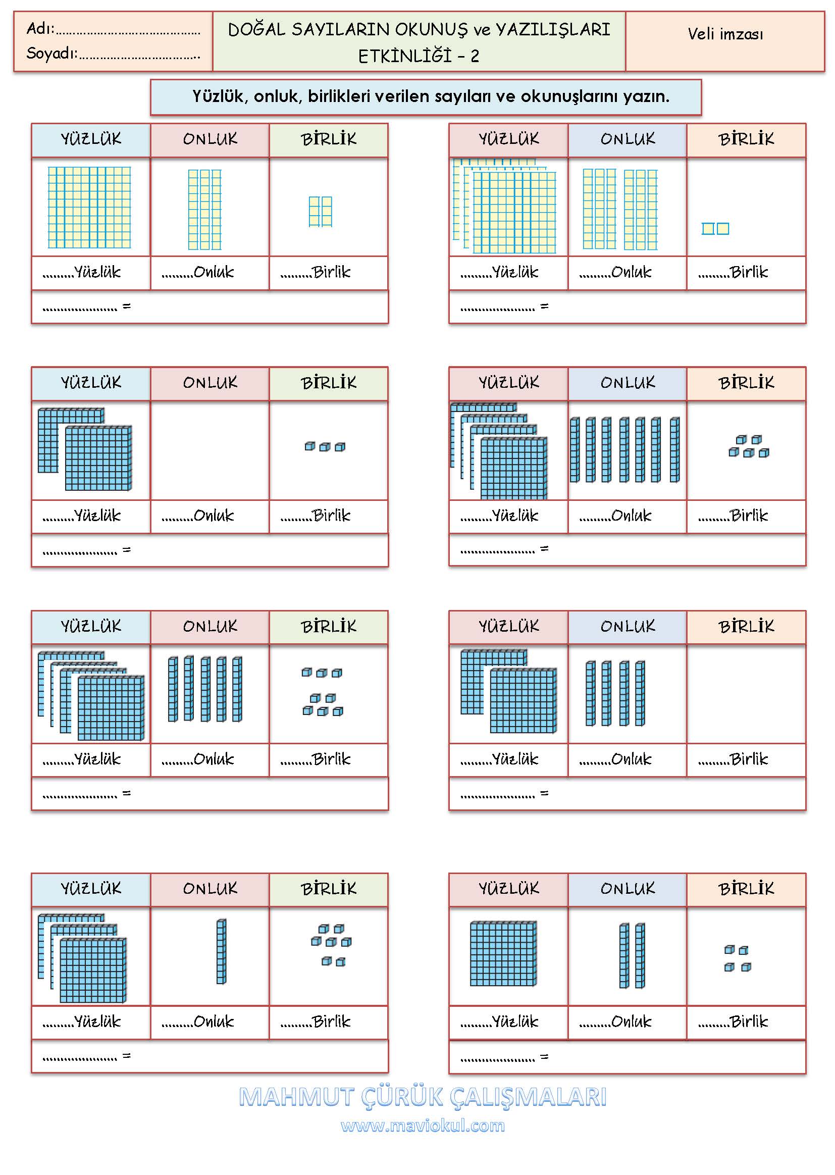 3. Sınıf Matematik Doğal Sayıların Okunuş ve Yazılışları Etkinliği - 2