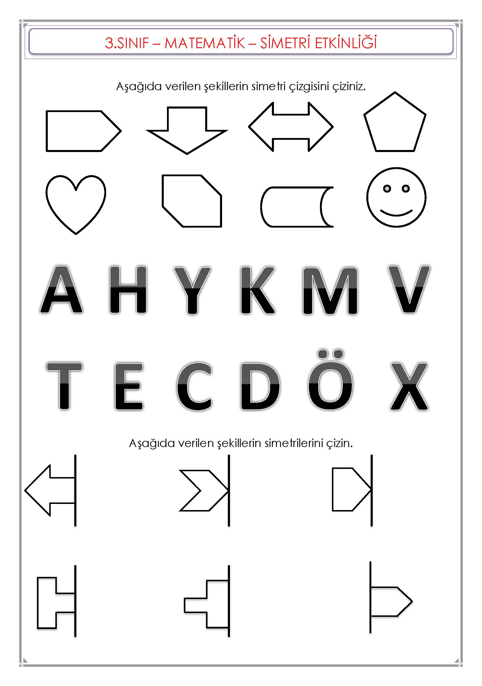 3. Sınıf Matematik Simetri Etkinliği