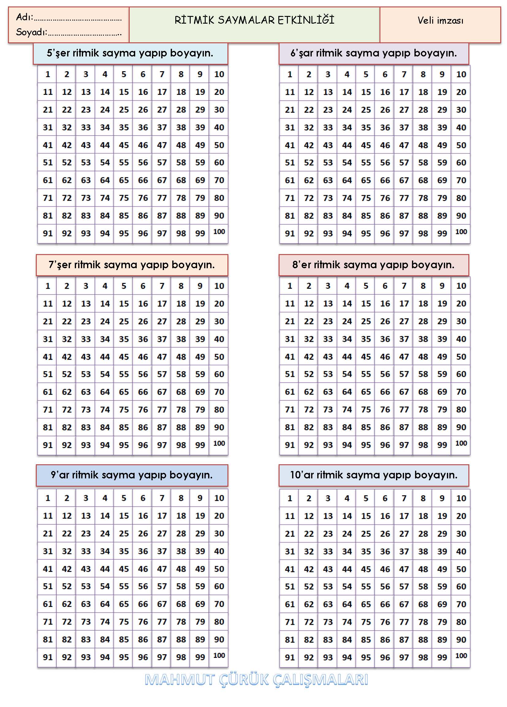 3. Sınıf Matematik Ritmik Sayma Etkinliği