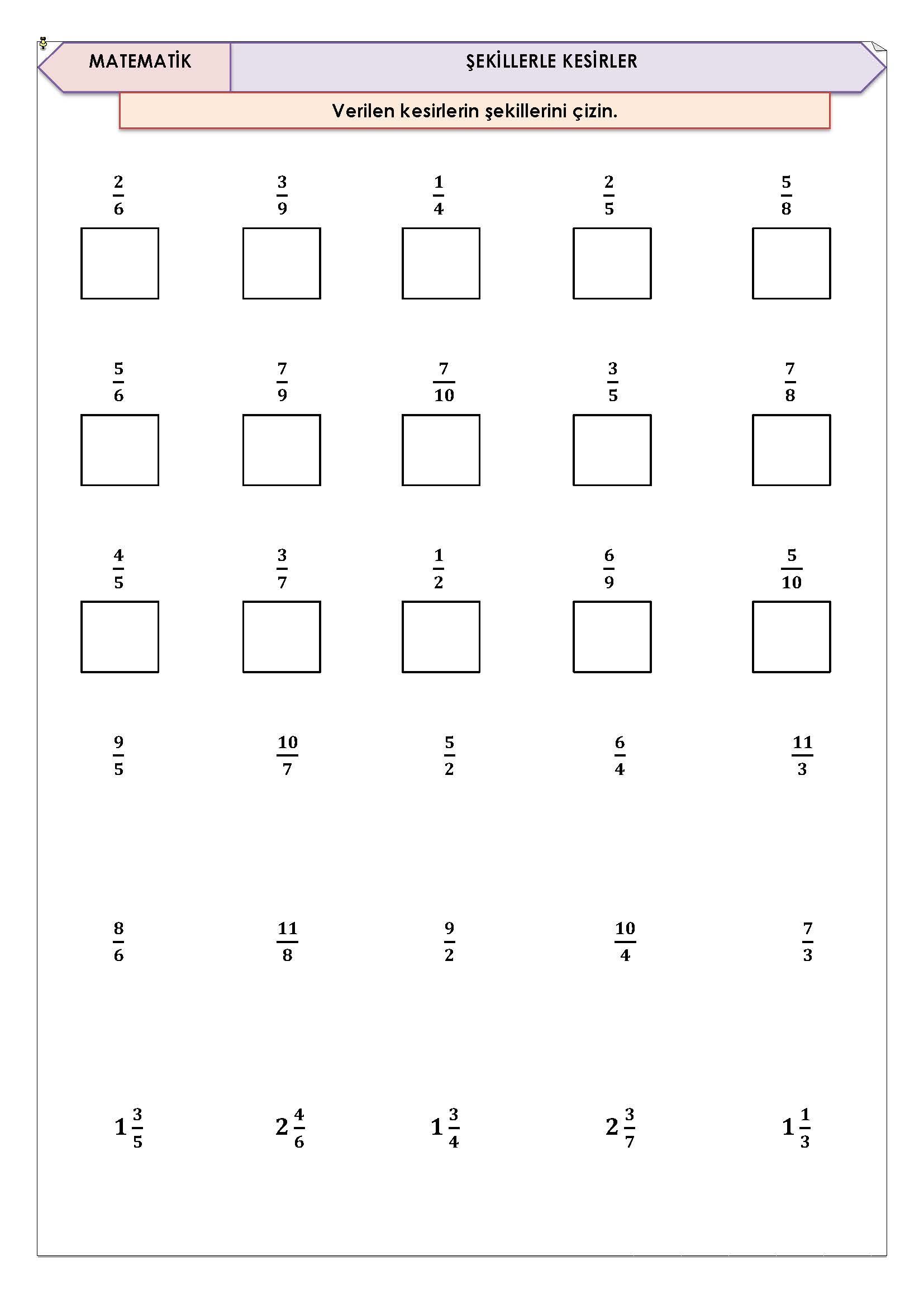 4. Sınıf Matematik Şekillerle Kesirler Etkinliği