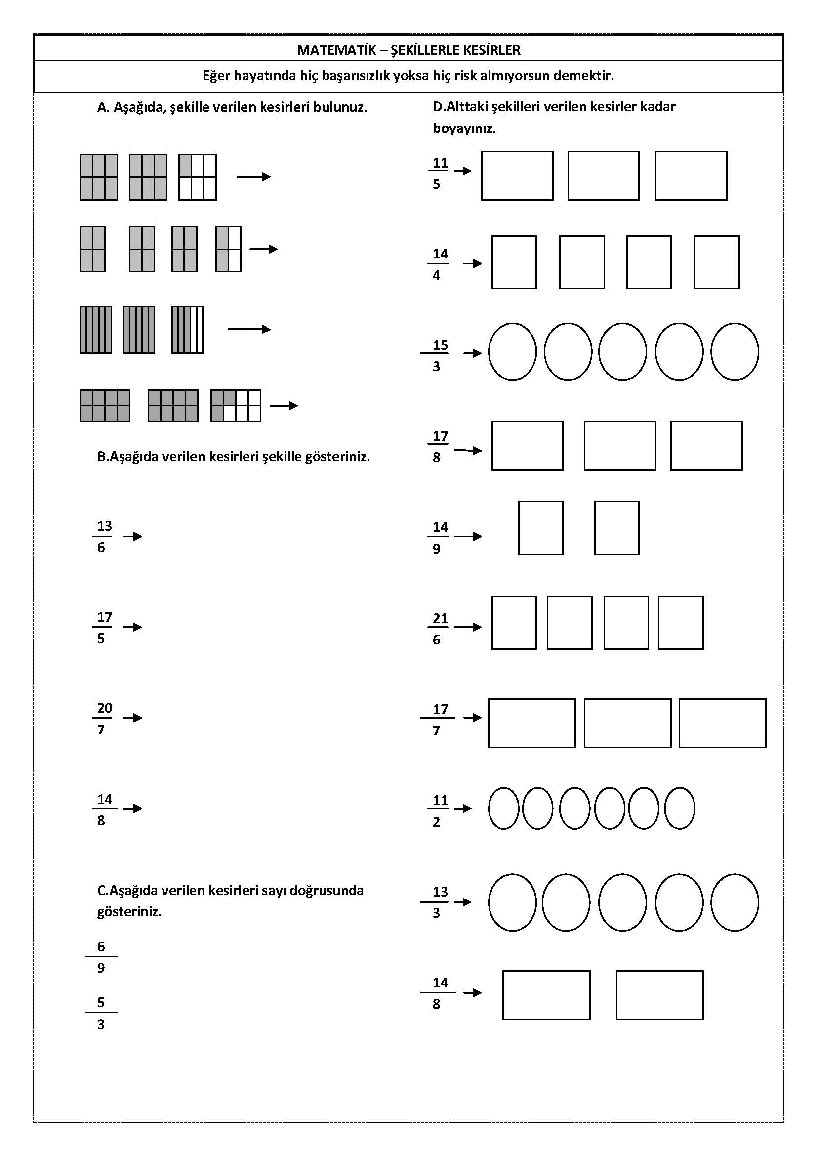 4.Sınıf Matematik Şekillerle Kesirler